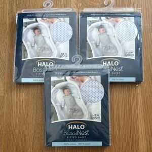 3 new HALO BassiNest Fitted Sheet cotton fro halo bassinet infant sheets